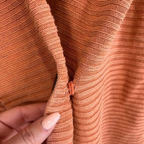 Sigrid Olsen Sport Ribbed Silk Blend Cardigan Rust Orange Waterfall Sweater 2X - Picture 10 of 15